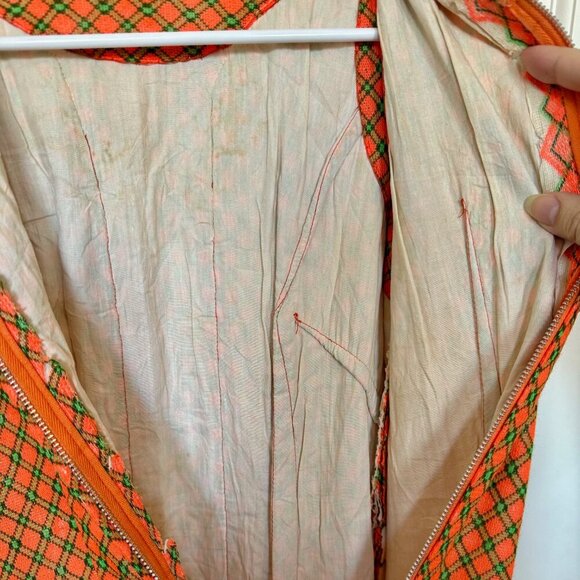 Vintage Orange Plaid Maxi Dress - Picture 5 of 5